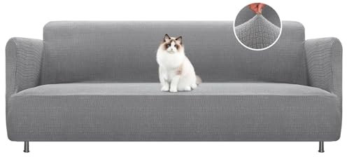 BellaHills High Stretch Söderhamn Sofabezug 3 Sitzer (185-215cm) Jacquard Elastische Sofahusse für Hunde Haustiere, Hellgrau