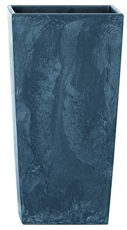 Pot de fleurs, 24 x 24 x 45 cm, au design moderne, avec récipient intérieur pour économiser de la terre, en plastique, pour des arrangements de plantes élégants, anthracite