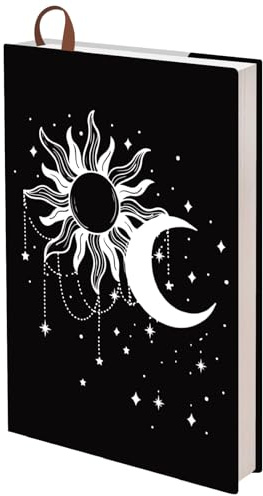 craspire A5 Buchhülle Cover Protektoren Lehrbuch Taschenbuch 12,4x8,8 Zoll Fit einstellbare Buchhülle für A5 Bücher waschbar Wiederverwendbare Schutzhülle Hülle mit Lesezeichen Sonne Mond Sterne