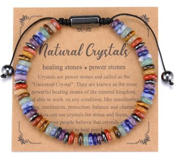 PiercingJak Chakra Armband Echte Steine Heilsteine Armbänder für Herren Damen Perlenarmband Kristall Edelstein Glücksarmband Healing Reiki Energietherapie Schmuck, Verstellbar Größe 17,8cm bis 25cm