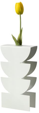 Arti & Mestieri Memphis - Vaso portafiore di Design 100% Made in Italy - in Ferro, 12,5 x 6 x 25h cm (Bianco marmo)