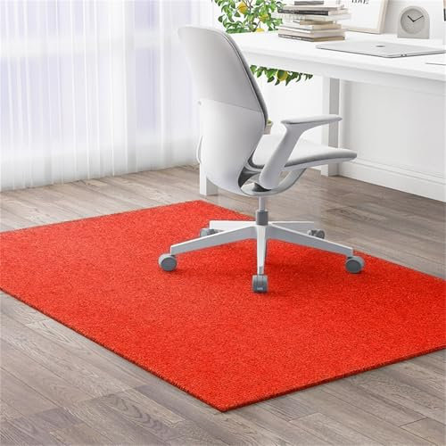 Highdi Grande Tappeto Sedia Ufficio Gaming, Tinta unita Antiscivolo Tappeto per Sedia con Ruote, Antigraffio Tappetino Protettivo del Pavimento per Parquet e Piastrelle (Rosso,60x120cm)