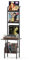 COSTWAY Support Tourne Disque Vinyle Mural 5 Niveaux, Meuble Vinyle Rangement pour Albums, CD/DVD, Rangement Platine, Cadre en Métal, 2 Kits Anti-Basculement, 50 x 51 x 145 cm (Marron Rustique)