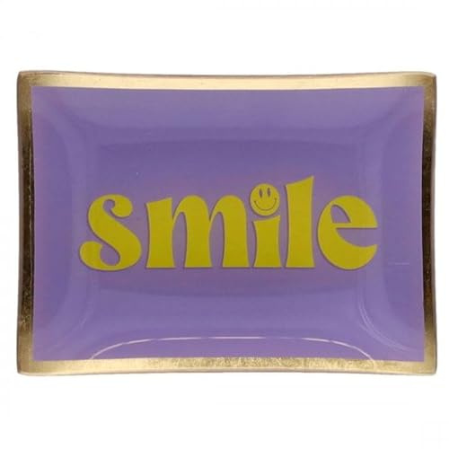 Giftcompany Love Plates, Glasteller M, Motiv: Smile, lila/gelb