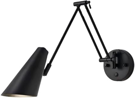 Schwenkarm-Wandlampe mit Schalter, drehbare lange Wandleuchte, ausziehbare moderne schwarze Nachttisch-Leselampe, verstellbarer Metall-Lampenschirm, für Wohnzimmer, Schlafzimmer, 9W/720 Lumen
