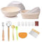 Bread Proofing Basket Set,Round & Oval Sourdough Proving Basket,100% Natural Rattan, Sourdough Bread Making Kit with Cloth Liner, Bread Lame, Dough Whisk, Scrapers & Brush.Sourdough Starter Kit,