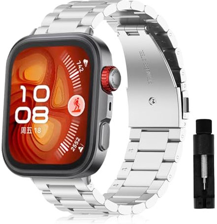 Niboow Correa Compatible con Huawei Watch Fit 4 / Fit 4 Pro, Caballero Elegante Ajustable Correa de Reloj de Metal Acero Inoxidable Compatible con Huawei Watch Fit 4 / Fit 4 Pro - Plata