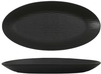 Nordic Wind Haushalt schwarzer Stein übergroßer ovaler exquisiter tiefer Teller - 35,6 cm eiförmiger Teller (reines Schwarz)