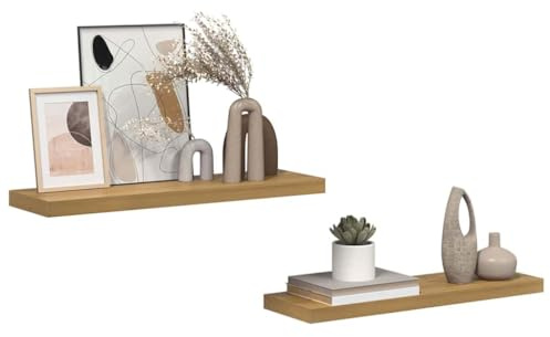 vidaXL Wandregal Wandhalterung 2 STK. Braun 80 x 23,5 x 3,8 cm, Wohnzimmer, rechteckiges Wandregal, modernes Möbelstück, robuster Stauraum, schicke Deko, platzsparend