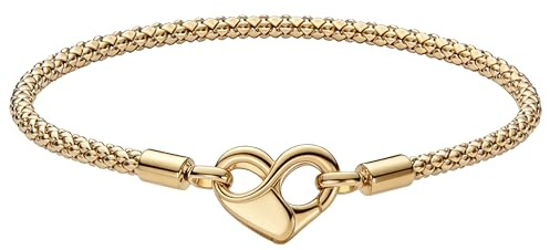 Hevdlt Goldfarben Damenarmband,Sterling Silber mit vergoldeter Metalllegierung, Kompatibel Moments,Charms Anhänger Armband From 17CM to 21CM