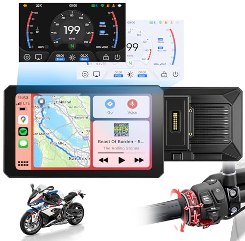 Motorrad Carplay Bildschirm mit Native Wonder Wheel für BMW Motorrad, Wireless CarPlay & Android Auto, Bluetooth, 7 Zoll Display Wasserdichter Touchscreen Motorradnavigationsgerät Navi, Datenauslesung