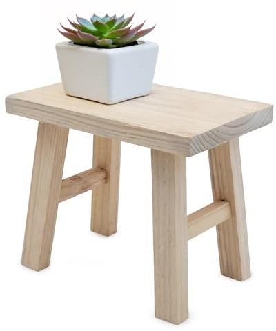 Spetebo Echtholz Blumenbank Natur rechteckig 31 x 25 cm | Holz Pflanzenständer, naturbelassen, Blumenhocker, Landhaus rustikal, Miniatur Holzbank
