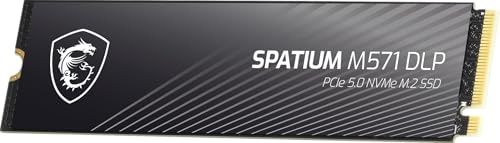 MSI SPATIUM M571 DLP PCIe 5.0 NVMe M.2 2TB Disque SSD Interne 2 to, Lecture 14500 MB/s, Écriture 11100 MB/s, 3D NAND, Protection Contre la Perte de données - Garantie 5 Ans (1400 TBW)