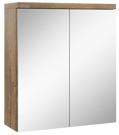 Badezimmer Spiegelschrank Toledo 60cm Braun Eiche – Stauraum Unterschrank Möbel Zwei Türen Badschrank