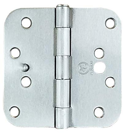 Bisagras de seguridad para puerta, níquel satinado, 4 pulgadas con radio de 5/8, pestaña de seguridad, paquete de 2