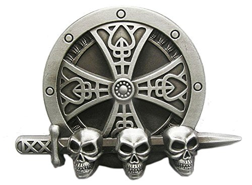 Urban Backwoods Celtic Skulls & Sword I Gürtelschnalle für Wechselgürtel Buckle