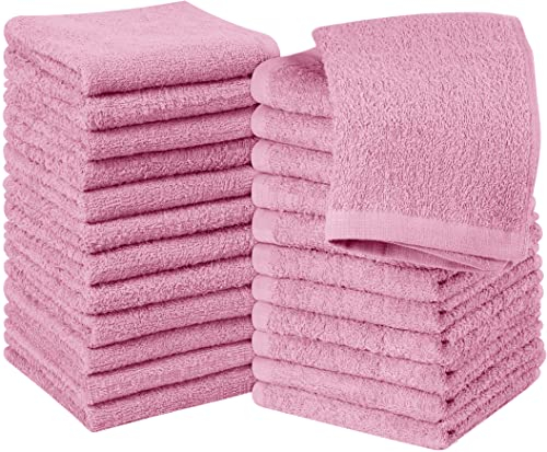 Utopia Towels - 24 Stück Seiftücher, 30x30 cm mit Aufhängeschlaufen, saugfähige Waschlappen zum Abwischen und Reinigen des Gesichts aus 100% Baumwolle (Rosa)