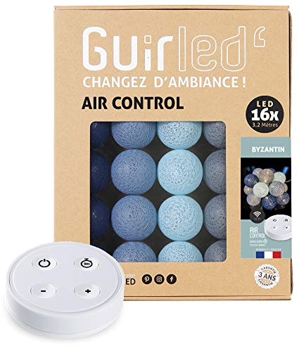 GuirLED - LED Baumwollkugeln Lichterkette USB - Drahtlose Fernbedienung - Baby Nachtlicht 2h - Dual USB 2A Netzteil enthalten - 4 Intensitäten – 16 Kugeln 1.6m - Byzantin