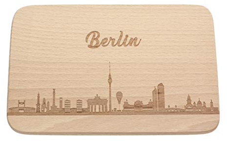Spruchreif | Frühstücksbrettchen aus Holz mit Gravur „Berlin Skyline“ | Geschenk für Stadtverliebte & Berlin-Fans
