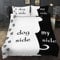 NFDF Dog Side My Side Bettwäsche,Paar Bettwäsche Set Schwarz Weiß,Bettwäscheset für Sie und Ihn,Polyester, Hundeseite, Doppelbett (Dog Side My Side,135 x 200 cm)