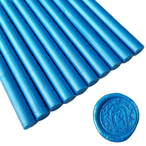 10 Stück Siegelwachsstäbe für Wachssiegel Stempel, AMTOL Siegellack Wachs Sticks für Klebe Pistole,ideal für Hochzeits Einladungen, Geschenk Verpackung,Karten Umschläge (Himmelblau)