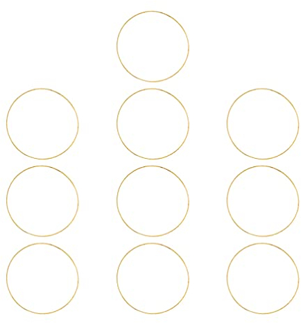Toyvian Traumfänger Ringe Metall Makramee Ring Golden Rund Metallringe 20cm 10 Stück Drahtring DIY Basteln Kranz Rahmen Handwerk Material Festival Party Dekoration