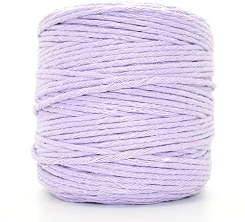 Premium Lilac Macrame Cord, 300 m / 984 ft of 2 mm Thick Natural Cotton Thread Yarn Macrame Rope for Wall Hangings, Plant Hangers, DIY Crafts, Home Decorations, Gift Wrapping (Reel)