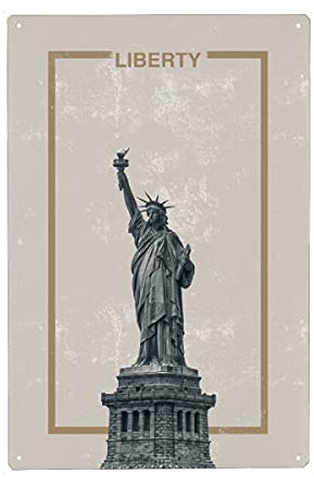 artboxONE Metall-Poster 20x30 cm Städte/New York Liberty in Grey von Künstler Sasha Lend