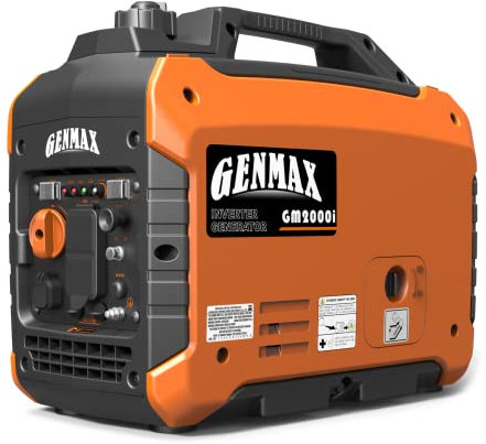 GENMAX Generador inversor portátil, motor de gas ultra silencioso de 2000 W, compatible con EPA, función de modo ecológico, ultra ligero, adecuado para respaldo en casa y campamento (GM2000i)
