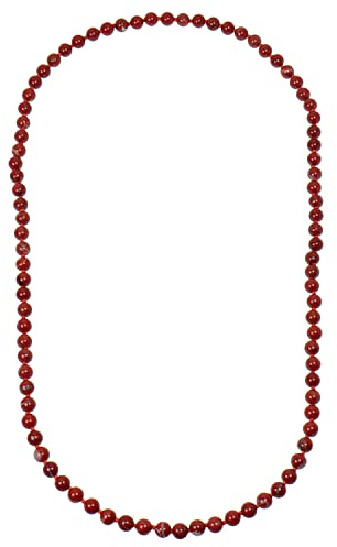 ELEDORO Edelstein Perlenkette Collier endlos geknotet 8mm 80cm lang Jaspis rot