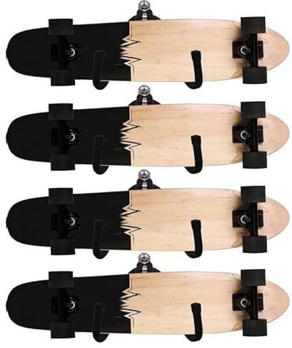 AUXPhome Skateboard-Wandregal Aufbewahrung, hält 4 Bretter, Longboard Wand Display Werkzeug Rack, Deck Display Wand Mount Hanger Rack Home and Garage Skateboard Storage Hanger