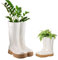 Dibor Set of 2 Flower Pot Planters - Small & Large Wellington Boot Plant Pot Wedding Anniversary Autumn Gardening Gift Set (White)