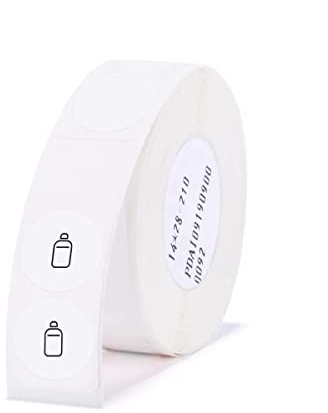 Etikettendrucker-Band kompatibel für NIIMBOT D11 D110 D101, Etikettendrucker-Papier, wasserdicht, ölfest, kratzfest, 14 x 28 mm (Weiße Runde)