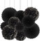 Vsosfiza Papier Dekoration Schwarz,Hängender Papier Pompons und Papier fächer Schwarz,Seidenpapier Pompons und Papierfächer für Hochzeit,Geburtstag,Party(10 Stück)