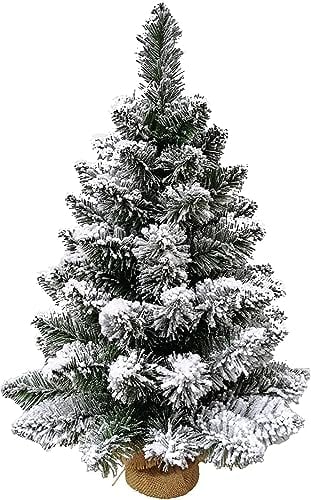 Weihnachtsbaum Schneekanne 60 cm Starkes und realistisches Laub aus PVC, Jute-Basis für Weihnachtsbaum, Kleiner Weihnachtsbaum, fertig