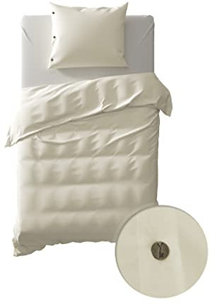 ZO!Home Yellow 1 x Bettwäsche 155x220 cm + 1 x Kopfkissenbezug 80 x 80 cm Perkal Percale Off-White
