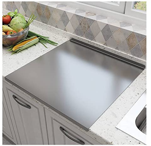 Tabla De Cortar Protectora De Encimera De Acero Inoxidable, Tablas De Cortar De Cocina De Hoja De Acero Inoxidable De 2mm De Espesor Con Labio, 40X30cm, 50X40cm, 60X40cm, 50X50cm, 60X50cm (Size : 40X