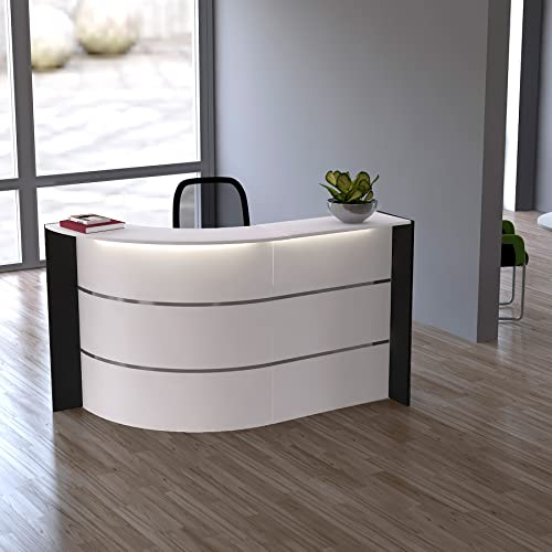 Schrank & Stuhl L-Bogentheke Surround - Beratungstheke für den Empfangsbereich, 112 x 175 x 95 cm (HxBxT), Weiß/Anthrazit