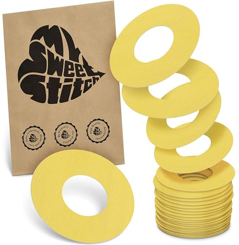 MySweetStitch 25 Ringpatches für FreeStyle Libre 2/Select rund Yellow | Stabilisiert ablösende Ränder, Mitte bleibt frei, wasserfest und flexibel, bis zu 15 Tage Halt