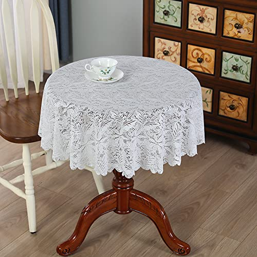 Ricemru Boho Tischdecke Spitze Rund 100 Vintage Landhausstil Weiß Spitzentischdecke Blatter Pflanze Stickerei Tischtuch Tafeldecke für Hochzeit, Party