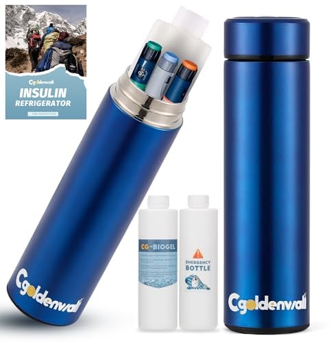 CGOLDENWALL 40H Glacière de Voyage Pour Insuline Pour 2-8℃ Isolée Médecine Cooler Bag Compact Pour Diabétique Glacière Médicale Portable Approuvé TSA Avec 2 Packs de Glace et Pochette Pour Stylo