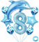 Weenkeey 8. Geburtstag Delfin Deko - Große Delfin Folienballon mit Hellblau Zahl 8 Luftballon für Jungen Geburtstag Party