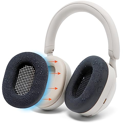 WC SweatZ XM5 – Patentierte Schweißschutz-Ohrpolster für Sony WH1000XM5 von Wicked Cushions | Vollständiger 360-Grad-Ohrpolsterschutz | Schweißfest und leicht waschbar | Black
