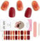 EBANKU 20PCS Gel Nail Stickers, Amber Gel Nail Strips Long Lasting Gel Strips for Nails UV Gel Nail Stickers with Nail File & Wooden Stick for Women Manicure