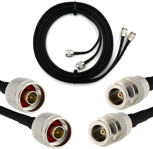N Stecker auf N Buchse 7m Doppel-Koaxialkabel — HF-240 (LMR 240 Äquivalent) Twin Verlängerungskabel Antennenkabel — für WiFi RF Antenne GSM LTE 4G 5G 6G Router Signalverstärker Lora Ham CB Funk