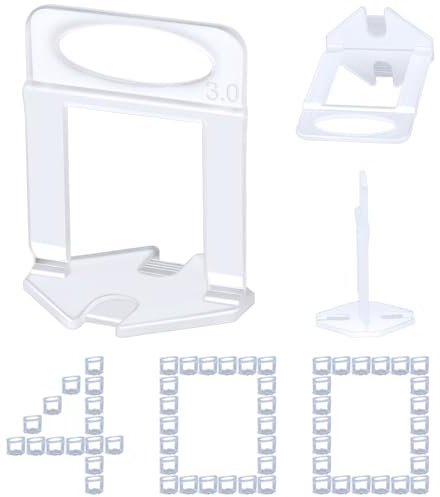 Satisby 3mm Tile Leveling Spacers 400PCS,Heighten Tile Levelling Clips for Tiles with a Thickness of 15-23mm