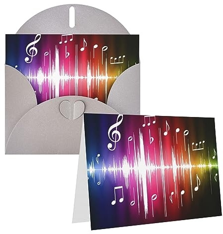 Grußkarten, Musik, bedruckt, Dankeskarten mit Umschlägen, Happy Birthday-Karte für alle Anlässe, Geburtstag, Dankeschön, Hochzeit und mehr, 10 x 15 cm
