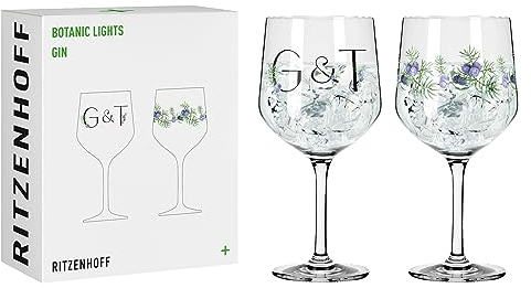 RITZENHOFF 3881001 Gin-Glas 700 ml - 2er-Set - Serie Botanic Lights - 2 Kelche mit Motiv und Spruch - Made in Germany