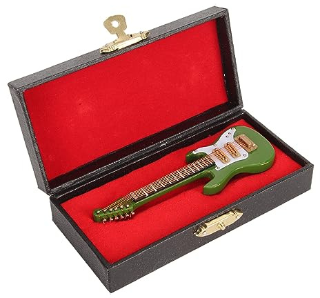 Guitare Miniature, Décor Basswood Vert Micro Modèle de Guitare Miniature Réaliste Jouet avec Boîte de Rangement pour la Famille