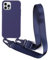 Leather Armor Handykette Hülle für iPhone 15 Pro(6.1) mit Band Halsband Lanyard (abnehmbar) Handyhülle,Handyhülle mit Verstellbarer Lanyard,Stoßfest Silikonhülle Handykette Handyhülle .-Blau